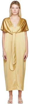 Totême Knot-detail Cape Maxi Dress In 760 Hay