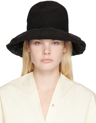 Totême Black Paper Straw Bucket Hat In 200 Black