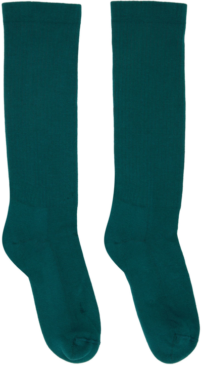 Rick Owens Green Mid-calf Socks In 6511 Teal/milk