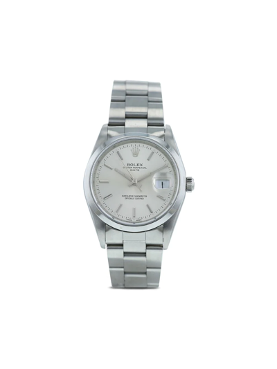 Pre-owned Rolex 1998  Oyster Perpetual Date 34mm In Silver