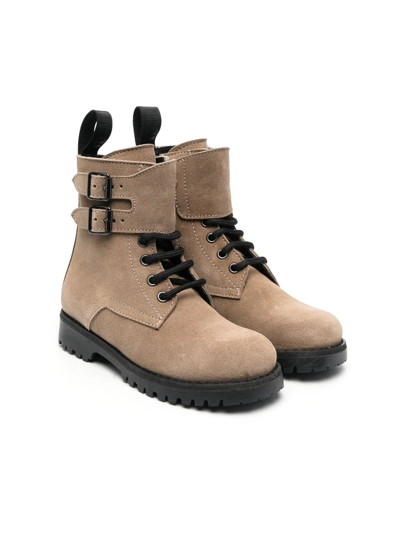 Gallucci Kids' Buckle-strap Ankle Boots In Neutrals