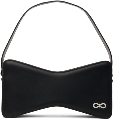 Mach & Mach Lg Bow Leather Baguette Top Handle Bag In Black