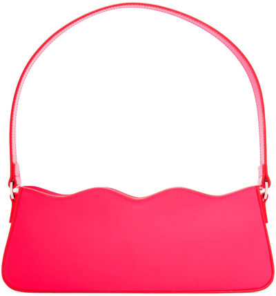 Mach & Mach Pink Wave Baguette Bag In Fluo Pink
