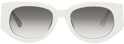 Linda Farrow 'debbie' Thick Acetate Frame Round Sunglasses In White