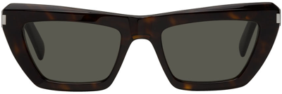 Saint Laurent Tortoiseshell Sl 467 Sunglasses In Black