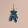 Burberry Thomas Bear Charm In Check Cashmere In Dark Aqua