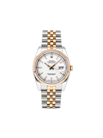Pre-owned Rolex 2007  Datejust 36mm In White