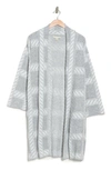 By Design Chloe Open Patterned Cardigan In Railroad Grey Combo