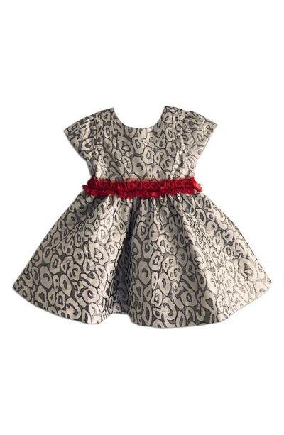 Joe-ella Kids' Leopard Jacquard Cap Sleeve Dress In Grey