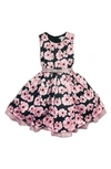 Joe-ella Little Girl's & Girl's Floral Satin Dress In Black