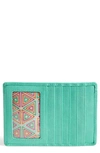 Hobo Euro Slide Leather Credit Card Case In Aqua