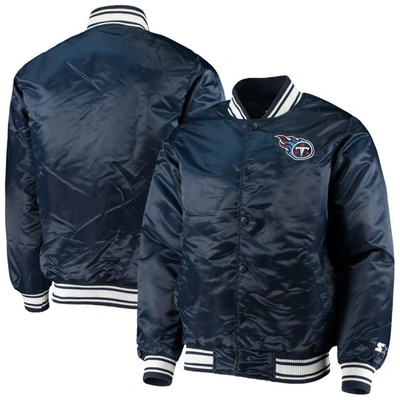 Starter Men's Navy Tennessee Titans Locker Room Satin Varsity Full-snap Jacket