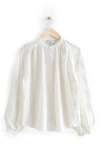 & Other Stories Band Collar Cotton Blouse In White