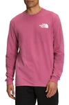 The North Face Long Sleeve Nse Box Logo Graphic Tee In Red Violet/ Tnf Black