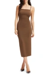 Good American Scuba Spaghetti Midi Dress In Light Mocha004