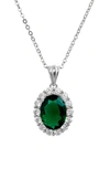 Savvy Cie Jewels Diana Cubic Zirconia Halo Pendant Necklace In Green