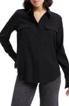 Good American Flap Pocket Button-up Shirt In Black001