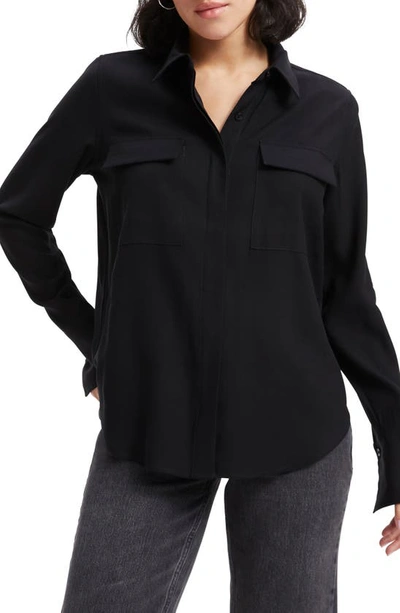 Good American Flap Pocket Button-up Shirt In Black001