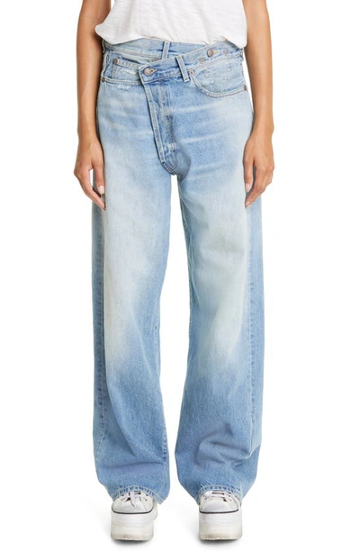 R13 Blue Crossover Wide Jeans In Irving Blue