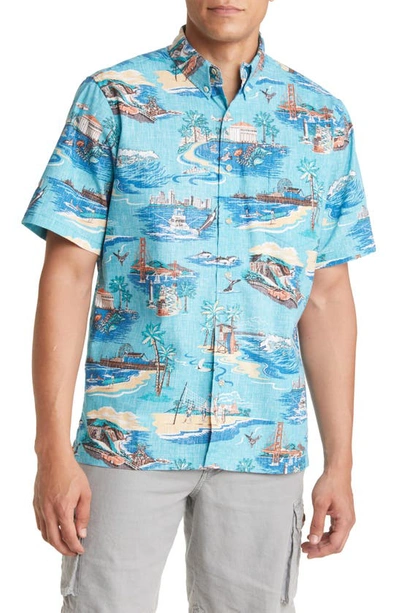 Reyn Spooner Golden Coast Classic Short Sleeve Button-down Shirt In Maui Blue