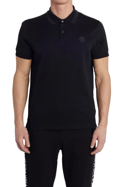 Moncler Taped Polo In Black