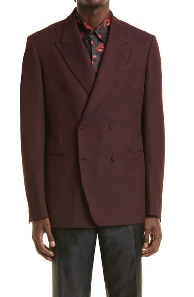 Fendi Peak-lapel Wool-blend Cavalry Twill Suit Jacket In Rouge