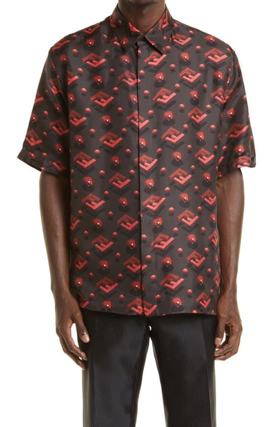 Fendi All-over Graphic Printed Short-sleeved Shirt In Black