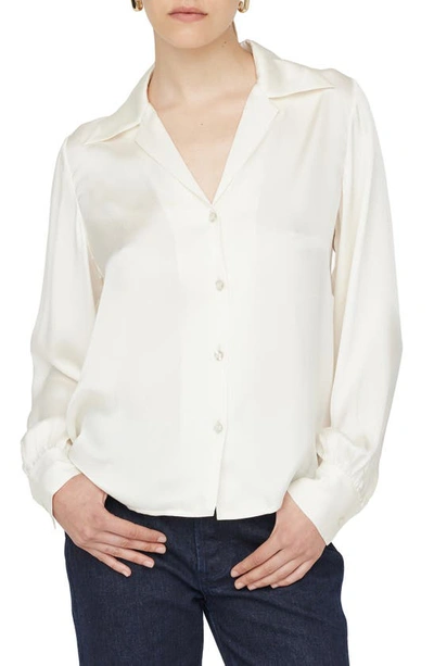 Anine Bing Mylah Spread-collar Silk Shirt In White
