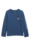 Vineyard Vines Boys' Long Sleeved Football Whale Pocket Tee - Little Kid, Big Kid In Blue Blazer
