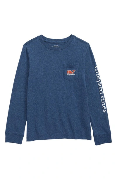 Vineyard Vines Boys' Long Sleeved Football Whale Pocket Tee - Little Kid, Big Kid In Blue Blazer