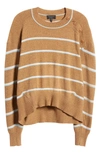 Rag & Bone Pierce Striped Cashmere Sweater In Camel Stripe