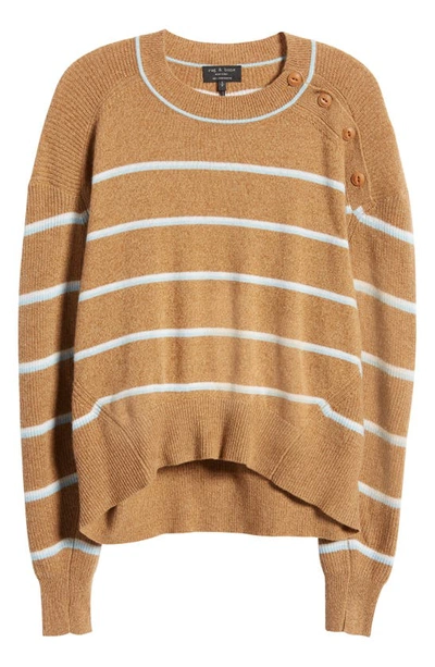 Rag & Bone Pierce Striped Cashmere Sweater In Camelstrp