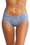 Hanky Panky X-dye Leopard Print Lace Boyshorts In Stonewash Blue/ Serenity Blue