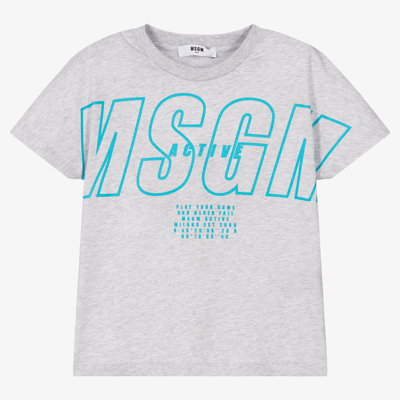 Msgm Babies' Boys Grey Cotton Logo T-shirt