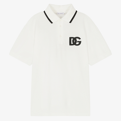 Dolce & Gabbana Teen Boys White Polo Shirt