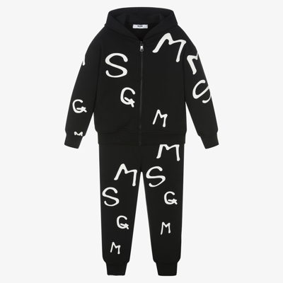 Msgm Kids' Boys Black Logo Tracksuit