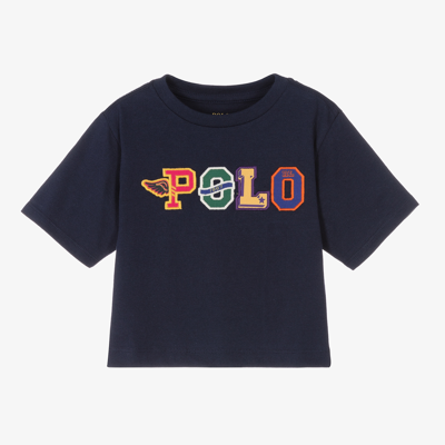 Polo Ralph Lauren Babies' Girls Blue Logo Boxy T-shirt