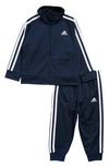 Adidas Originals Adidas Little Boys Zip Front Tricot Jacket And Pant Set In Navy