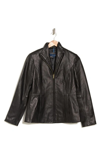 Cole Haan Signature Wing Collar Leather Jacket In Black