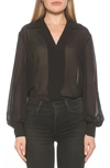 Alexia Admor Mila Long Sleeve Chiffon Blouse In Black