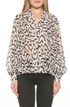 Alexia Admor Mila Collared Blouse In B/ W Abstract