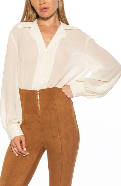 Alexia Admor Mila Long Sleeve Chiffon Blouse In Ivory