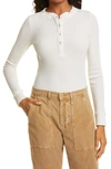 Nsf Clothing Henri Slim Fit Thermal Henley Top In Soft White