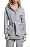 Varley Anset Belted Snap-front Jacket In Light Grey Marl