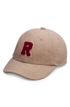 Rag & Bone Addison Varsity Recycled Wool Blend Baseball Cap In Beige