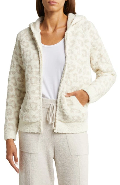 Barefoot Dreams Cozychic™ Cheetah Print Zip Hoodie In Cream/ Stone