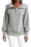 Varley Vine Ribbed Cotton-blend Jersey Sweatshirt In Grey Marl