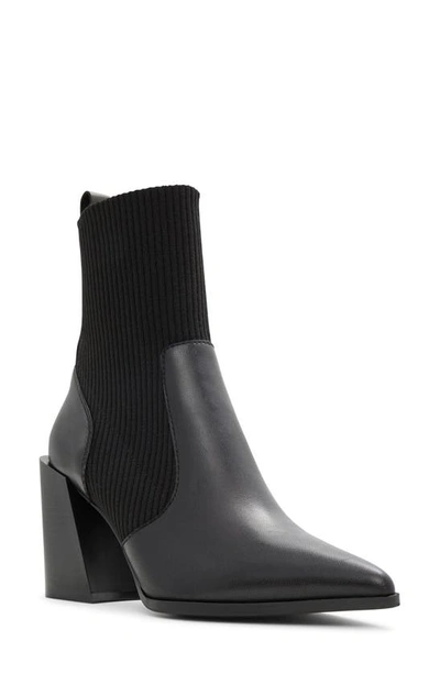 Aldo Ganina Pointed Toe Bootie In Black Leather