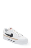 Nike Court Legacy Lift Platform Sneaker In White/ Black Hemp Team Orange