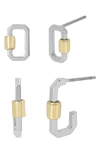Allsaints Carabiner Set Of 2 Earrings In Twotone